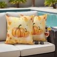 thumbnail image 4 of Orange Pumpkin Outdoor Waterproof Pillow Covers, Fall Maple Leaves Ombre Thanksgiving Decorative Square Throw Pillowcase Sofa Cushion Sham for Patio/Couch/Chair, 24"x24" 2 Pack, 4 of 8
