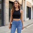 thumbnail image 7 of Jean Capris for Women Stretchy High Waisted Denim Capri Leggings Casual Pants with Pocket, L, 7 of 7