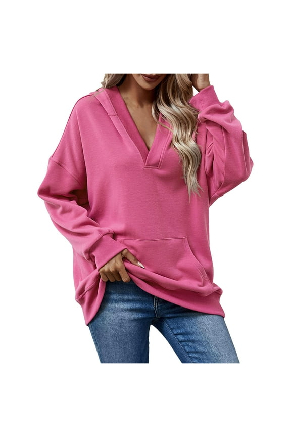 Women's Sherpa Lined Hooded Sweatshirt for Winter, Long Sleeve Pocket Pullover with a Warm Plush Interior for Cold Weather Hot Pink A L