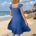 thumbnail image 6 of Ulitacool Girls Dress Short Sleeve Round Neck Backless Sundress Graphic Prints Dresses Handsome Wear 9-10 Years Blue, 6 of 6