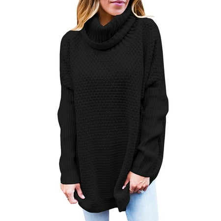 Long Sleeve Solid Turtleneck Loose Sweaters