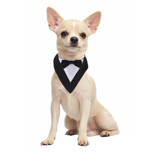 Esmoquin para Perros de Unique Bargains, Atuendo Formal para Perros, Atuendo de Boda para Perros, Esmoquin de Boda para Perros con Moño y Cintas Mágicas Ajustables para Perros Pequeños Negros