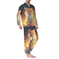 thumbnail image 2 of Sikiie Starry Sky Constellation Cat Mens Pajama Set, Soft Warm Long Sleeve Sleepwear, Cozy Button-Down Pjs for Men-XX-Large, 2 of 7