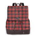 thumbnail image 1 of Easygdp Red Black Plaid Mochila de Cuero para Mujeres, Bolso de Hombro, Bolsos de Mano de Moda para Trabajo y Viajes, 1 of 4