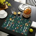 thumbnail image 3 of Green Christmas Dinosaur and Snowman Pattern Summer Placemats Table Placemats Set Of 6-Linen Kitchen Washable Placemats Table Mats 11.8"x17.7" Non-Slip Heat Resistant, 3 of 5