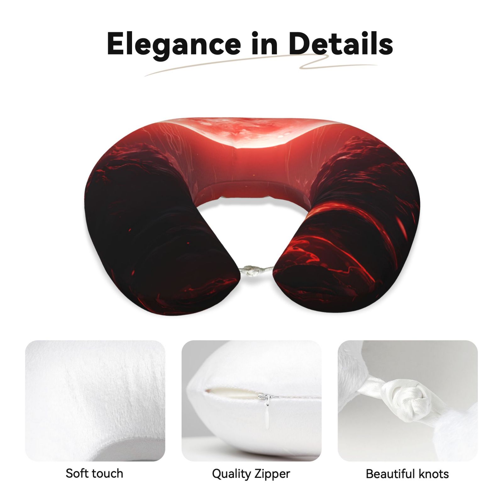 Xecao Red Moon Lava Print Memory Foam Cervical Neck Pillow Versatile U-Shaped Pillows for Home,Office,Camping,Travelling,Soft Washable Cover