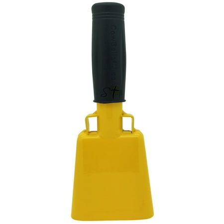 6.1 inch Golden Yellow Bell Black Handle Cowbell with Stick Grip Handle Used for Cheering at Sporting Events - Cow Bell by Stewart Tradingâ?¢