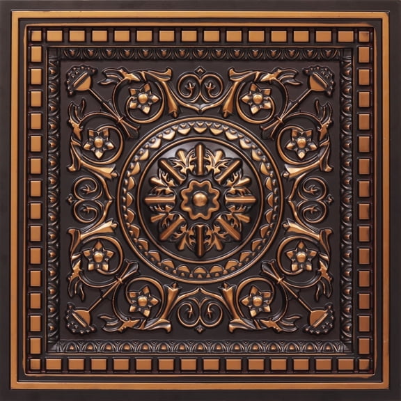 215 - Da Vinci 2 ft. x 2 ft. PVC Lay-in Ceiling Tile in Antique Copper (400 Sq.ft / Pack) - 50 Pieces
