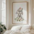 thumbnail image 5 of Cute Bunny, Rabbit, Forest Animals, Woodland Animals, Boho, Pink Flowers, Girl Nursery - Illustration Watercolor Animal Floral Whimsical Oak Framed Wall Art Print 9 x 12 inches, 5 of 12