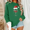 thumbnail image 2 of YUGYXL Women's Christmas Red Wine Glass Print Round Neck Sweatshirt Ugly Christmas Shirt Green XS, 2 of 6