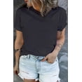 thumbnail image 1 of a.Jesdani T-Shirt Élégant Grande Taille : Col Rond Noir, Manches Roulées, Coupe Confortable, 1 of 8