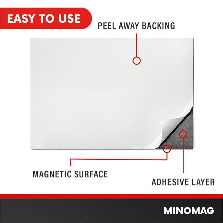 Minomag Magnetic Sheets with Adhesive Backing - 4 inchx6 inch Magnet Sheets - Great for Photographs, Size: 4 x 6, White