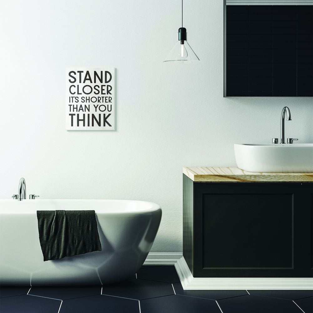 Stupell Industries Stand Closer Funny Bathroom Wood Texture Word Design Wall Plaque by Daphne Polselli