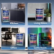 Auseo 150 Can Beverage Refrigerator Cooler with Stainless Steel Frame,Drink Fridge with Glass Door & Handle for Home