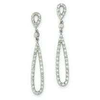 Primal Silver Sterling Silver Rhodium-plated Clear Cubic Zirconia Teardrop Dangle Post Earrings