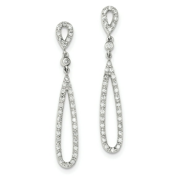 Primal Silver Sterling Silver Rhodium-plated Clear Cubic Zirconia Teardrop Dangle Post Earrings