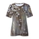 thumbnail image 4 of Moda para mujer Tops Printe Casual Loose Fit Camisetas Blusa Estampado de cuello redondo Camisa Fridja hjk1000, 4 of 5