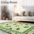 thumbnail image 2 of ODIKA 4'x6' Machine Washable Non-Slip Area Rug, Cottage Bumblebee Daisy Chain Farmhouse Country Style Floor High Traffic Rug with Pad, Green, 681735, 2 of 8