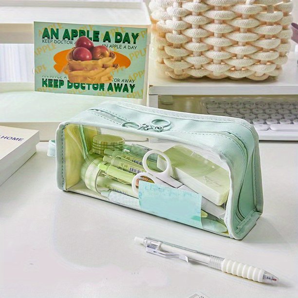 Bolsa De Papelería Transparente, Estuche De Lápices De Gran Capacidad, Estuche De Lápices Para Estudiantes, Estuche De Lápices Transparente, Caja De Papelería Multifuncional