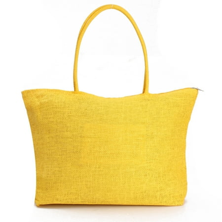 - New Womens Casual Straw Weave Shoulder Tote Shopping Beach Bag Purse Travel Handbag Zippered Bag