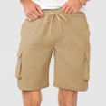 thumbnail image 1 of Aqestyerly Men's Workwear Shorts,Solid Color,Drawstring Waist,Pockets,Comfortable,Mid-Length,Ideal for Outdoor and Work Activities, 1 of 7