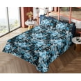thumbnail image 4 of Ambesonne Floral Fitted & Flat Sheet with Shams 4 Pcs Set, Cold Tones Wild Flowers Art, King, Black Sky Blue and Grey, 4 of 5