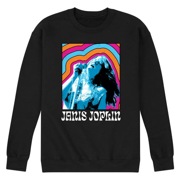 Janis Joplin - Janice Retro Color Waves - Men's Crew Neck Fleece Pullover