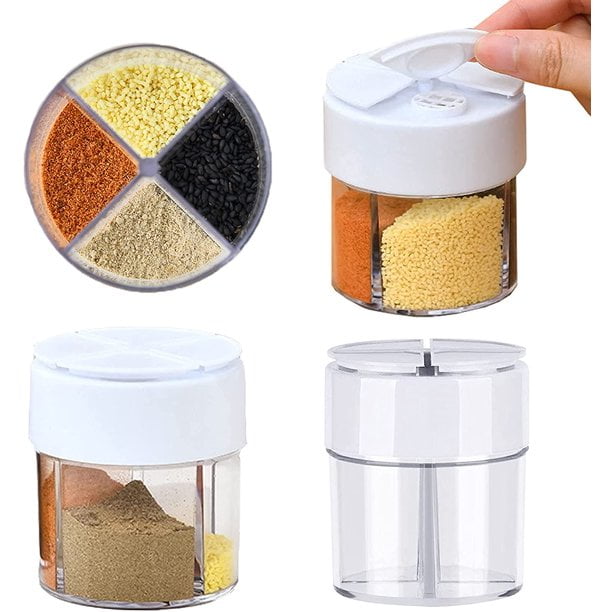 Clear Condiment Storage Container for Salt Sugar and Pepper Pinsheng Plastic Seasoning Box Set of 6 Spice Shaker Box with tray Camping Spice Shaker Jars
