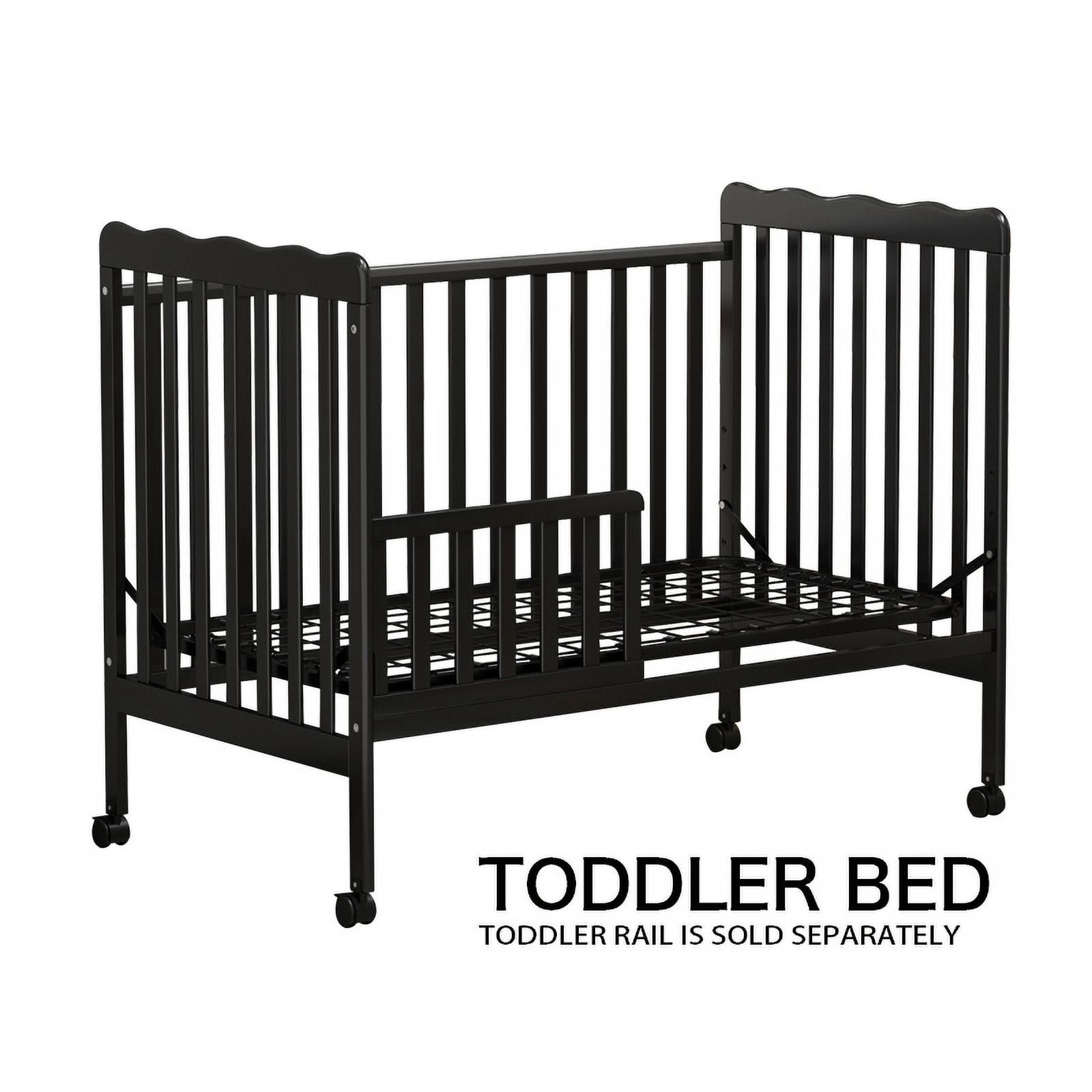 Euroco 3-in-1 Convertible Crib, Baby Crib with Drawers, Wood and Metal, Gray