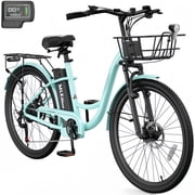 Lilypelle Electric Bike for Women Adults, Peak 700W Motor 20MPH, 50 Miles Electric Cruiser Bike with 36V 10.4Ah Battery, 7-Speed Electric Bicycle, 26" Tires and Front Fork Suspension
