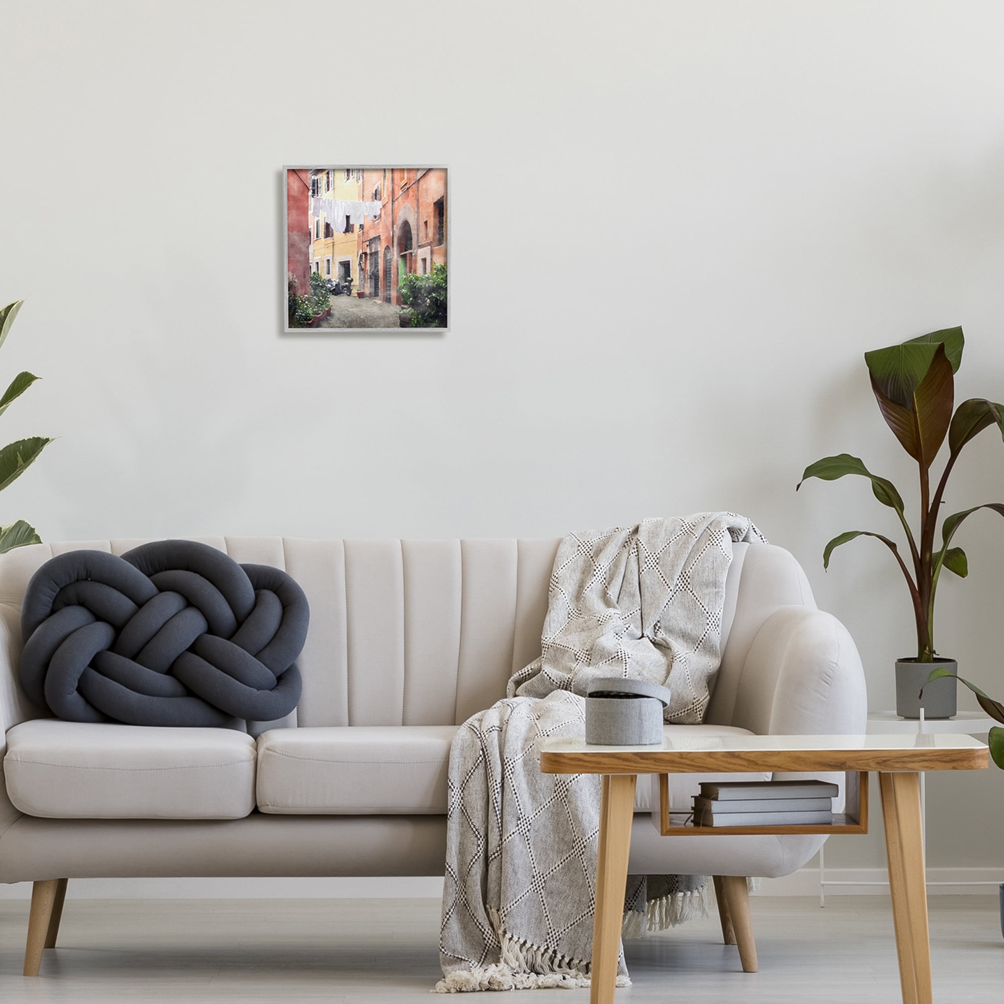 Stupell Industries Italy Street View Travel & Places Painting Gray Framed Art Print Wall Art, 12 x 12