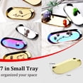 thumbnail image 2 of Set de 2 Bandejas Decorativas Ovaladas de Acero Inoxidable Dorado de 7 Pulgadas para Organizar Joyas Cosméticos y Baño, 2 of 5