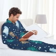 thumbnail image 6 of Salouo Alpaca Astronaut in Space Print Button-Front Long Sleeve Pajama Set for Men, Soft 2Pjs Men's Long Sleeve Sleepwear-Medium, 6 of 7