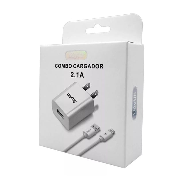 Combo Cargador y Cable Lightning Buytiti Cargador 2.1 A