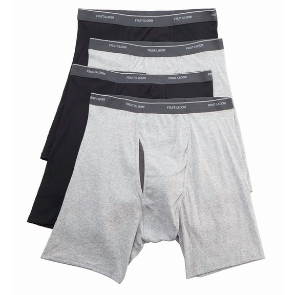 Fruit of the Loom Men's CoolZone Fly Boxer Briefs, Extended Sizes, 4 Pack - Black/Gray, Black/Grey, 2XLarge