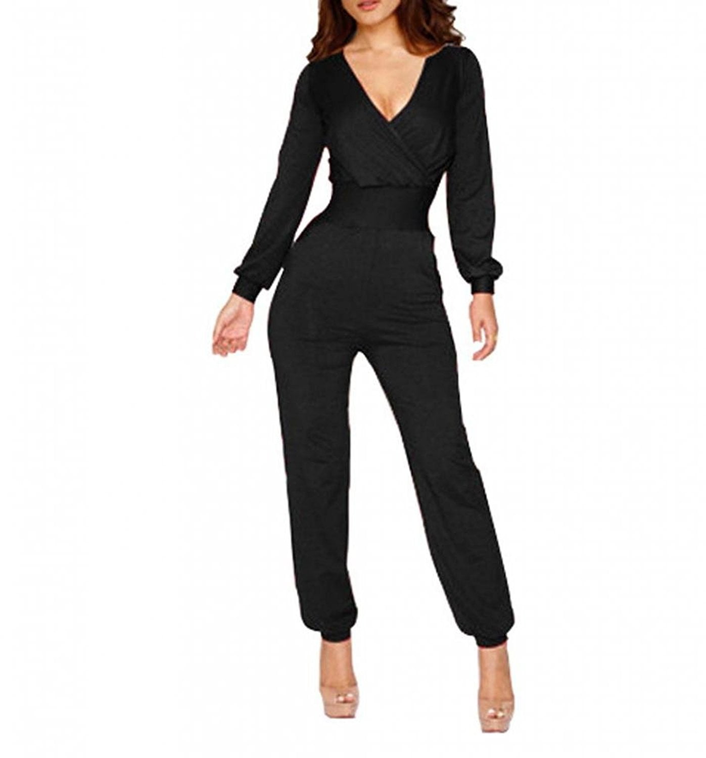 black long sleeve romper pants