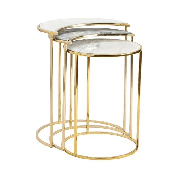 Astronomy Marble Nested Tables - 19.5 x 15 x 24", 18 x 12 x 22", 16 x 16 x 21"