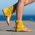 thumbnail image 3 of WIZUTIZ Thong Sandals for Women Beach Sandals for Women 2025 Comfort Trendy Stretch Tassel Sandals Pull-On Summer Shoes Low Heel (1"-2") Wide Solid Sandals for Ladies Party Yellow, 3 of 5