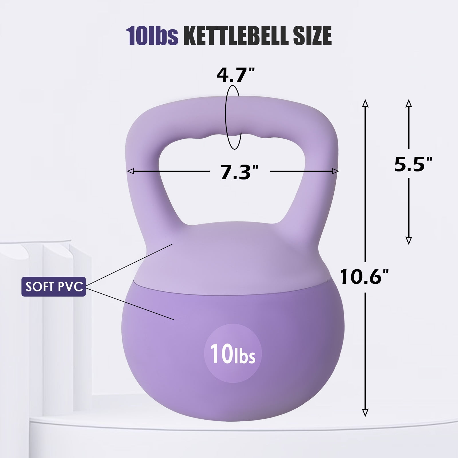 SogesPower Soft Kettlebells,Iron Sand Filled Weights Strength Training Kettlebells,Shock-Proof Weights and Wide-Grip Handle,Fitness Soft Kettlebells for Women Men,Home Gym Kettlebells,Purple,10LBS