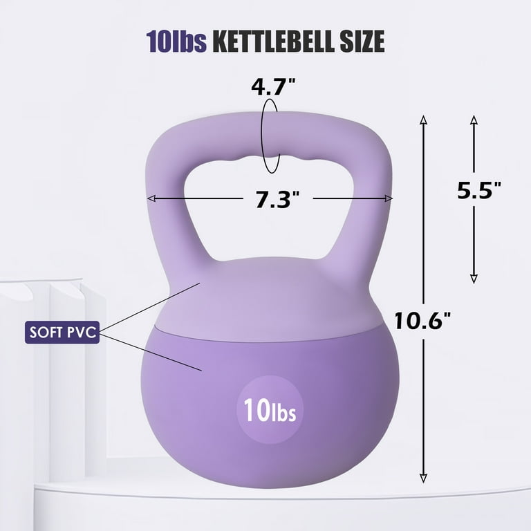 Kettlebell Morbidi Signature Fitness - Riempiti Con Sabbia Di Ferro, Base Antiurto, Diversi Pesi E Colorati - Foto 8