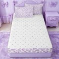 thumbnail image 4 of Erosebridal Cheetah Leopard Print Zipper Queen Comforter Set with Fitted Sheet and 2 Pillowcases for Girls, Modern Purple Spot Zipper Bedding Set, Reversible, 4pcs, 4 of 7