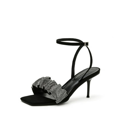 

IELGY women s high heels square toe sandals with rhinestonesOne