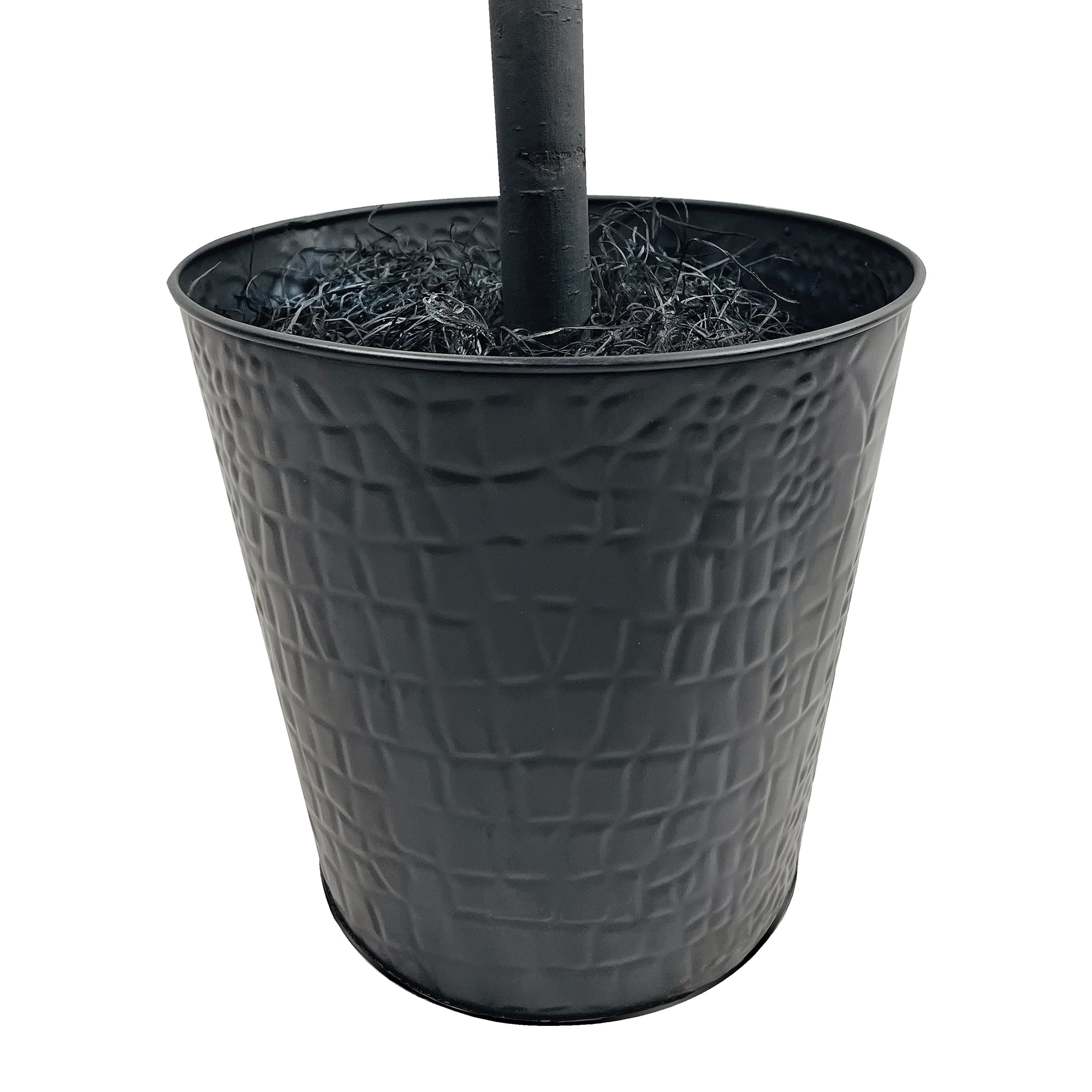 Artificial Tree, 6ft Artificial Designer Black Ficus Tree in a Black Embossed Metal Pot by LCG Florals, Faux Designer Fake Indoor Tree for Living Room, Office, and Home Décor