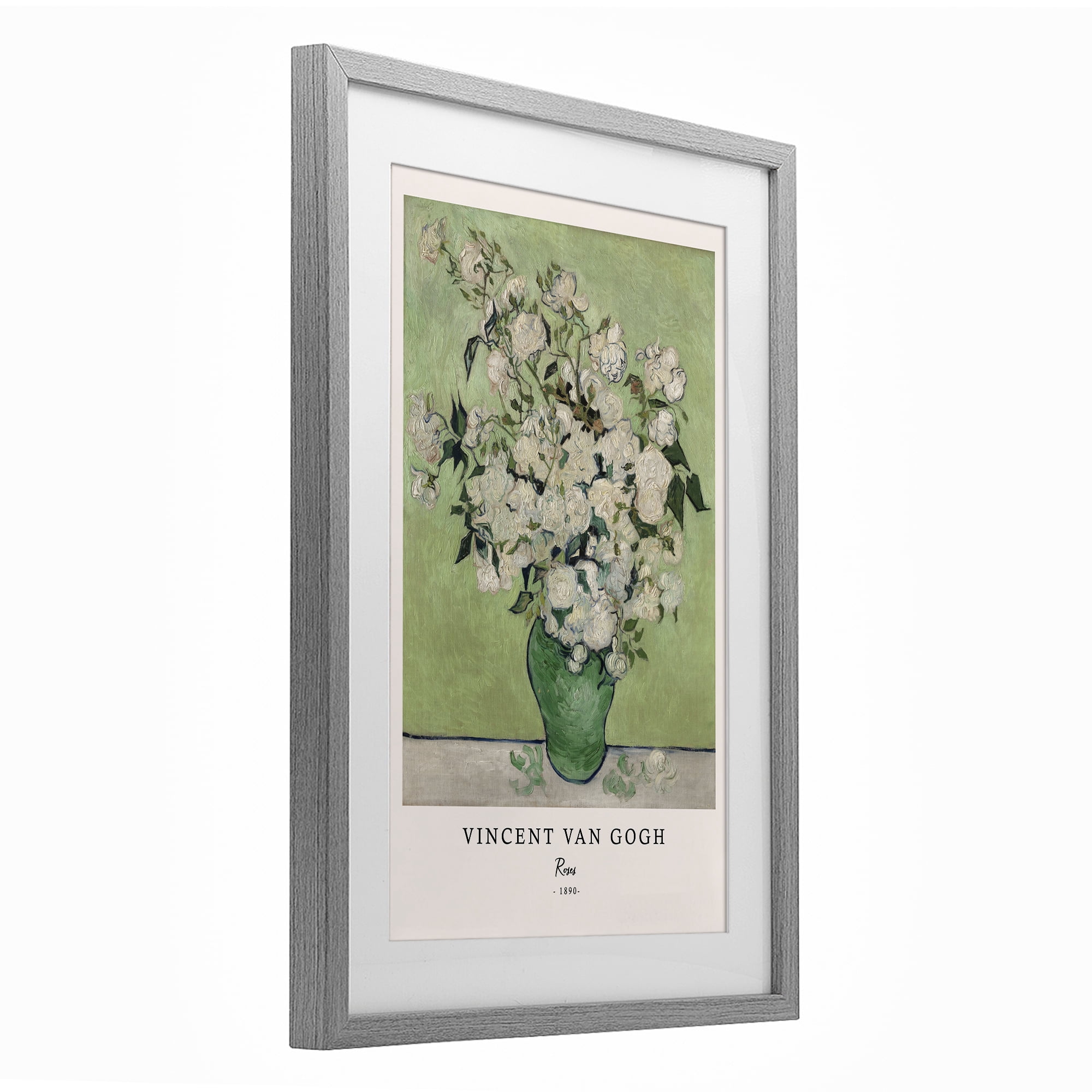 Stupell Industries Classic Roses Van Gogh Gray Framed Print Under Glass, design by Vintage Hustle