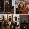 thumbnail image 7 of ShaoXinWan Halloween Ghost Pumpkin House Wooden Tabletop Ornament, 2D Spliceable Decor Sign, Festive Accent for Dining Table Cabinet Bookshelf Decor, 7 of 7