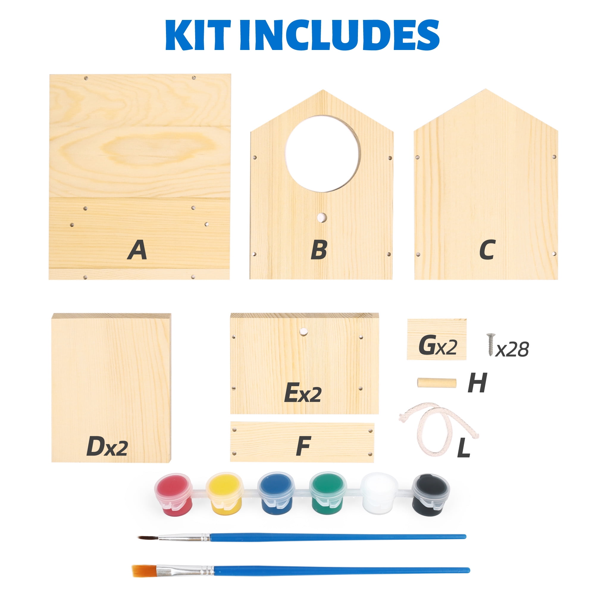 LotFancy Bird House Kit, 2 Pack, DIY Wooden Birdhouse Kits for Kids and Adults to Build and Paint