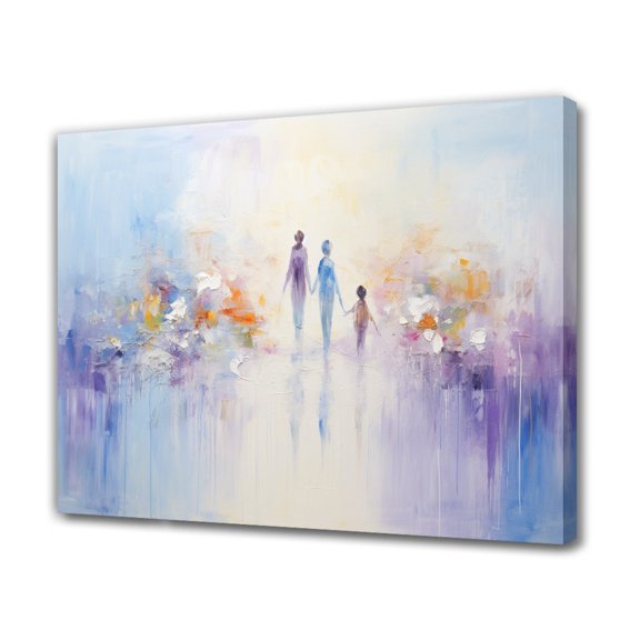 Abstract Art Modern Decorative Painting One Couple And Their Child Walk Hand In Hand Framed Canvas Poster Bedroom Decor Sports Landscape Office Room Decor Gift,Frame-style,12x18inch(30x45cm)