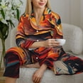 thumbnail image 6 of Lsque Dynamic Fire Bird Art Pattern Long Sleeve Pajama Set for Women - Soft 2-Piece Sleepwear and Loungewear Set with Pockets, Comfy Nightwear-Small, 6 of 7