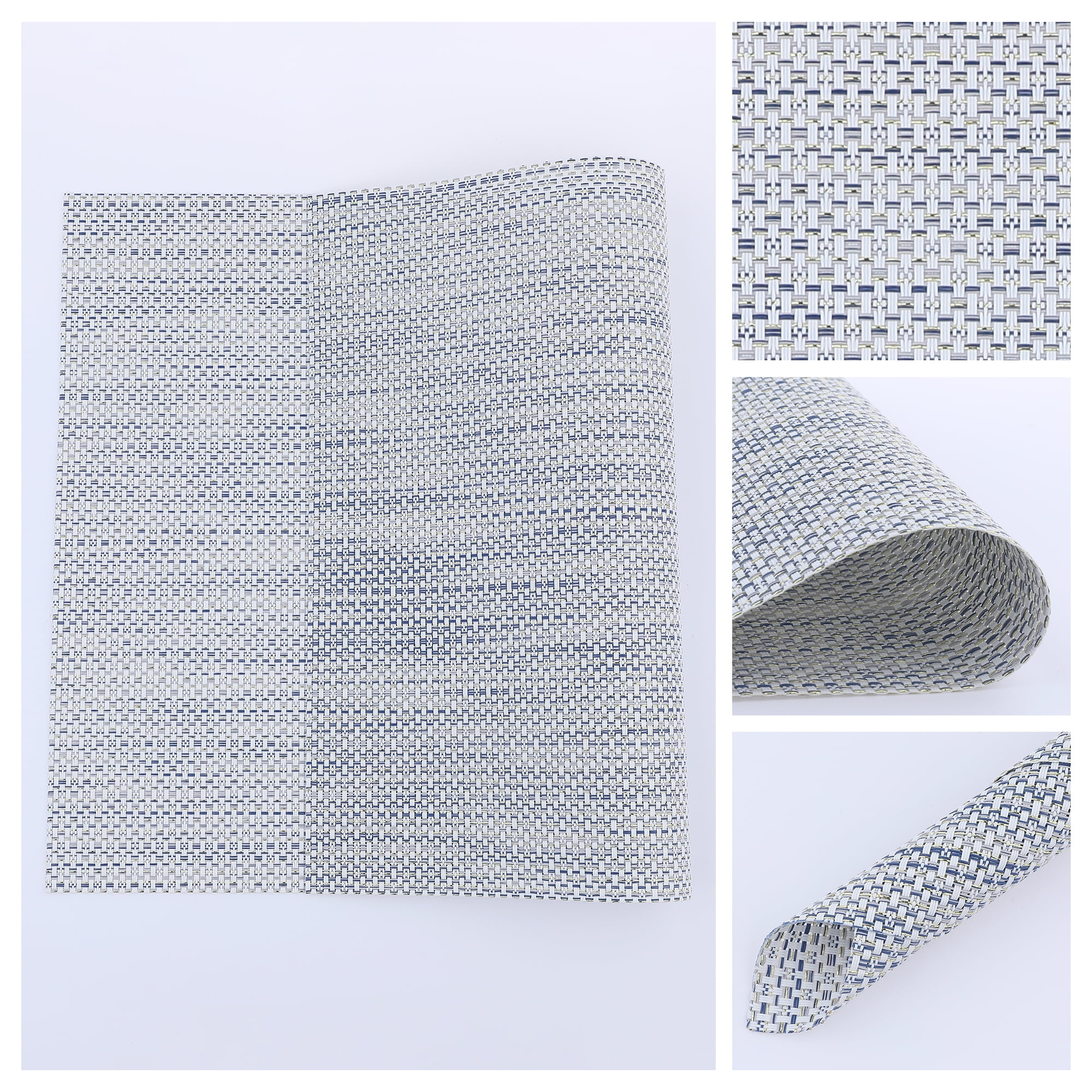 Unique Bargains Set of 6 Polyvinyl Chloride Solid Placemats Blue 18*12in