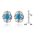 thumbnail image 5 of AeraVida Vintage Sterling Silver Ornate Swirls Oval Blue Turquoise Inlay Stud Earrings, 5 of 5